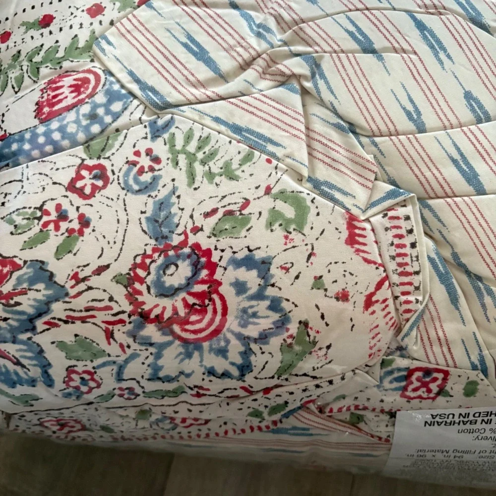Ralph lauren lucie ikat floral king comforter and two pillowcases new pink white